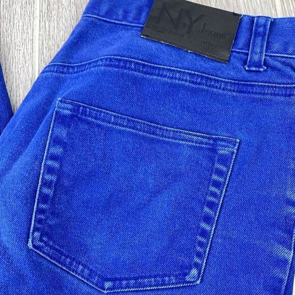 New York Jeans Women's High Waisted Straight Leg Jeans Royal Blue Size 12 - Picture 2 of 11